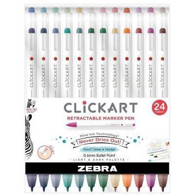 Zebra Clickart Retractable Creative Markers, Assorted (24 ct)