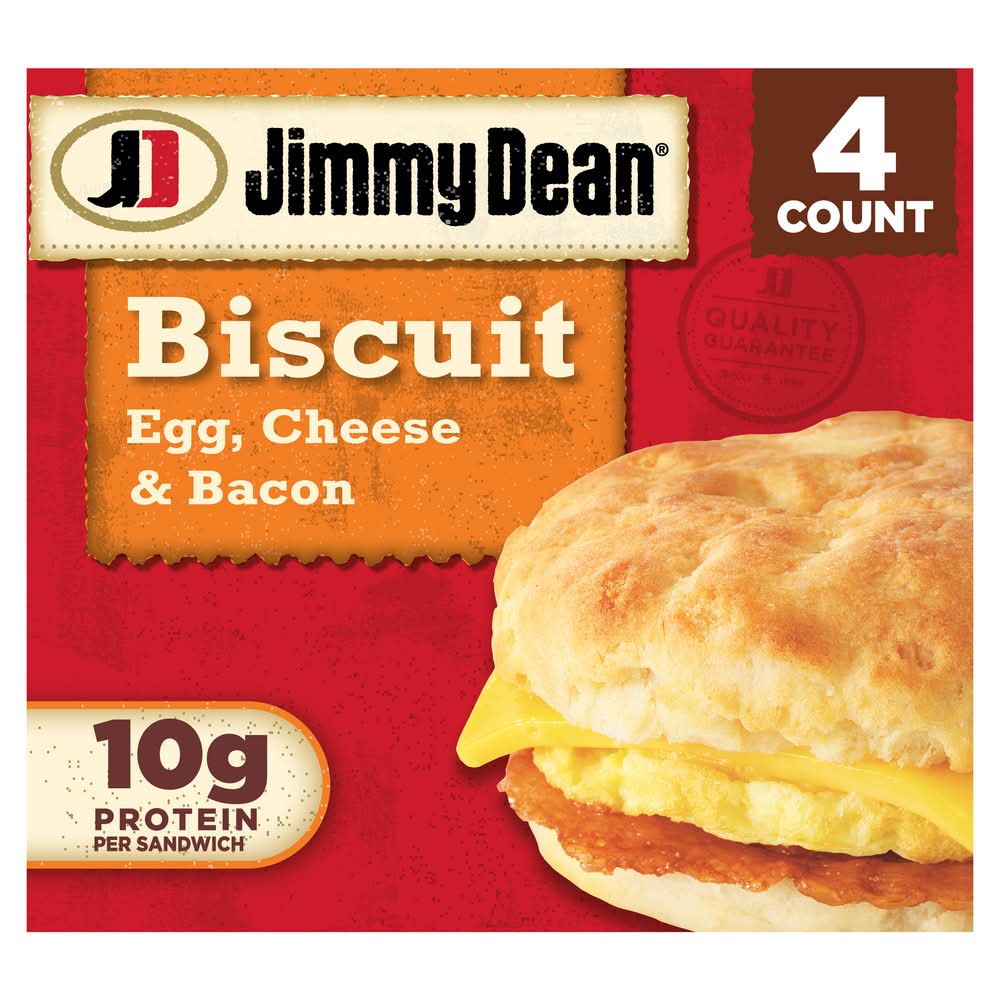 Jimmy Dean Biscuit Egg Cheese & Bacon Sandwiches (14 oz, 4 ct)
