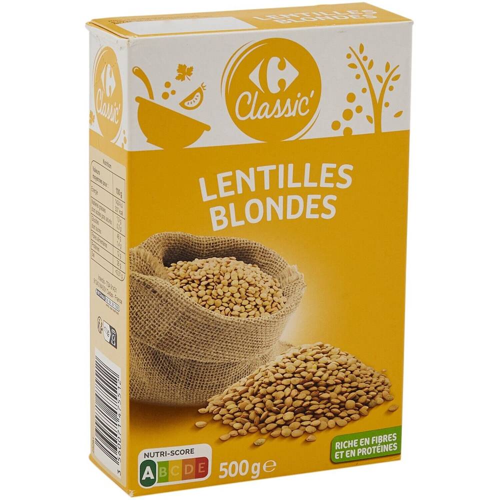 Lentilles blondes CARREFOUR CLASSIC' - la boite de 500g