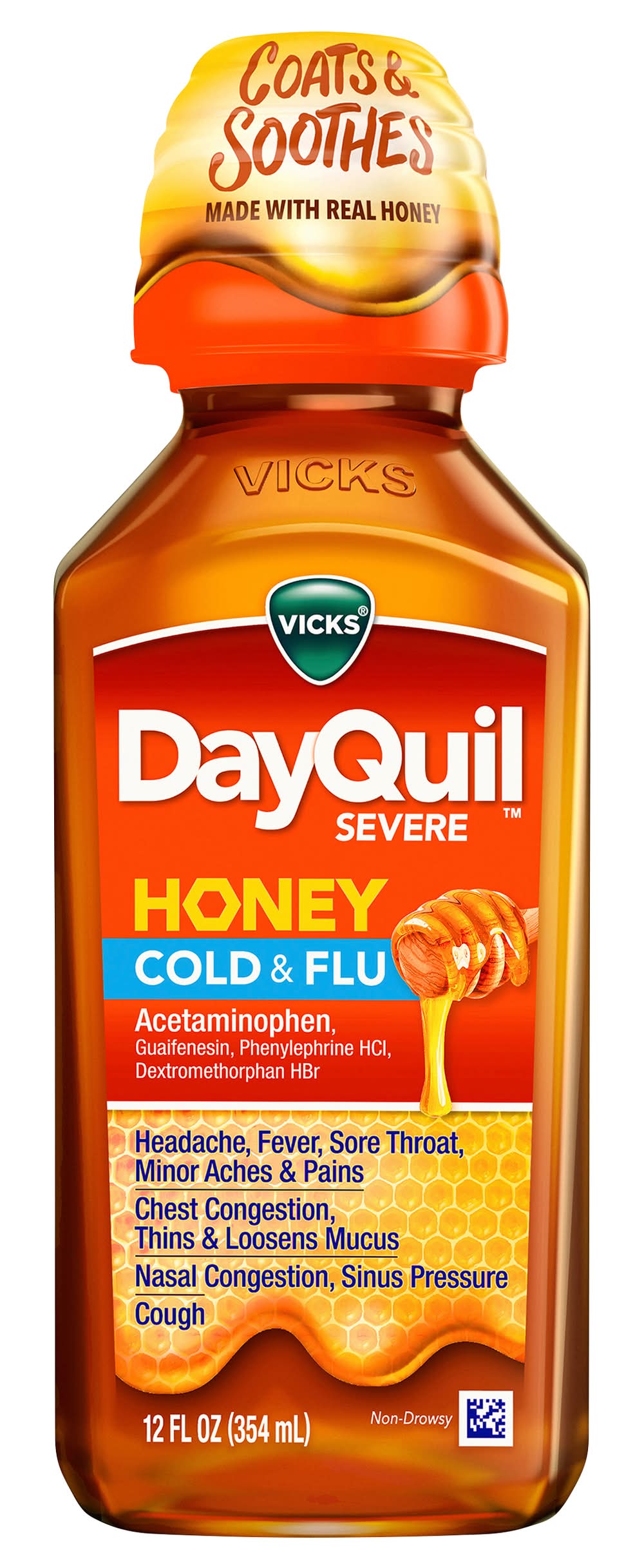 Vicks Dayquil Severe Cold & Flu, Honey (12 fl oz)