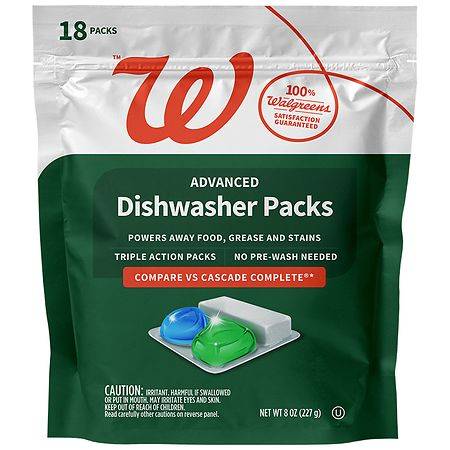 Walgreens Advanced Dishwasher Detergent packs (8 oz, 18 ct)