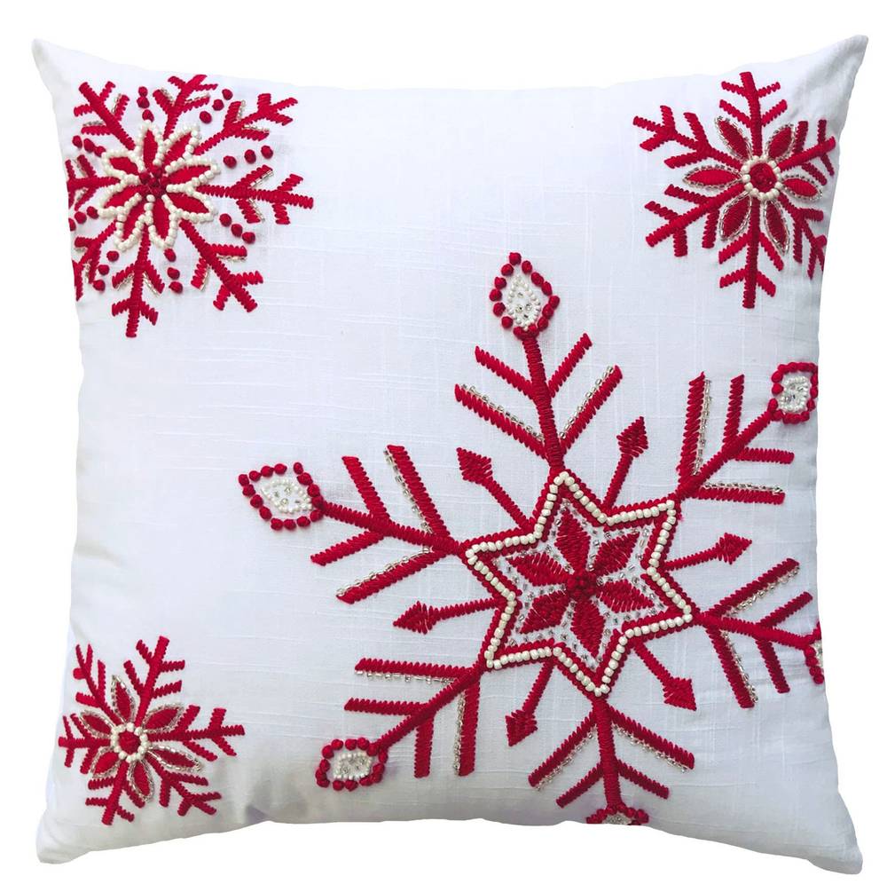 Holiday Living 18-in Pillow Red Snowflakes Christmas Decor | HB-24-P203-B