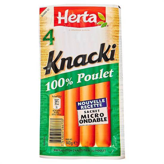 Saucisses 100% poulet   HERTA KNACKI - le paquet de 4 - 140g
