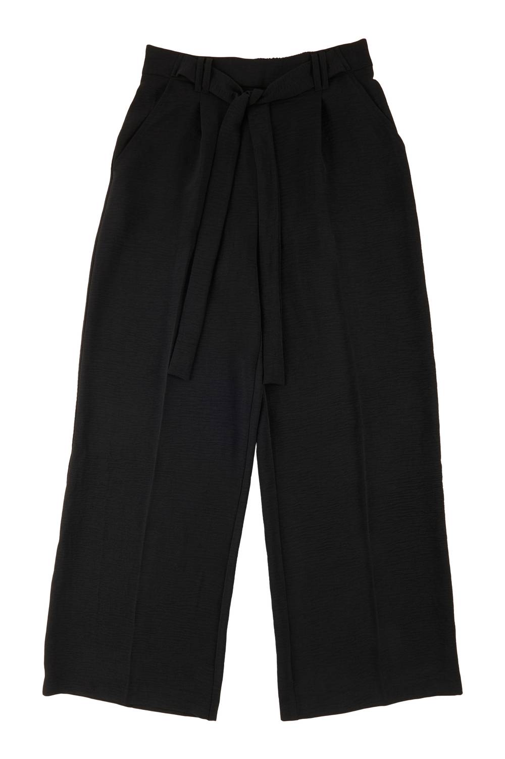 lily morgan Women's Wide-Leg Tie Front Pants (S, Jet Black)