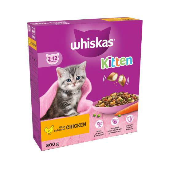 Whiskas Kitten Chicken Dry Cat Food, 2-12 Months (800g)