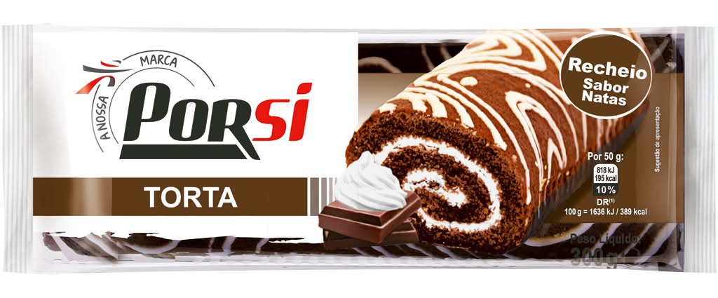 PorSi - Torta cacau com sabor a natas, embalagem de 300g