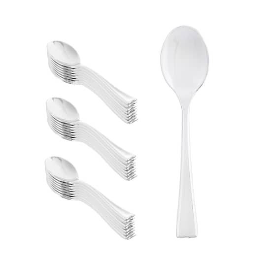 Silver Plastic Mini Spoons By Celebrate It, 24Ct.