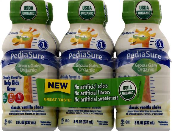 Pediasure Grow & Gain Organic Classic Vanilla Nutritional Shake (6 ct)