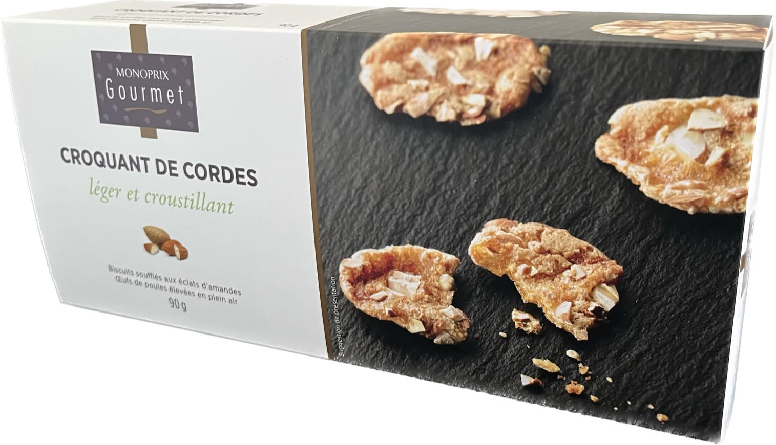 Monoprix - Croquant de cordes biscuits soufflés aux éclats d'amandes (90g)