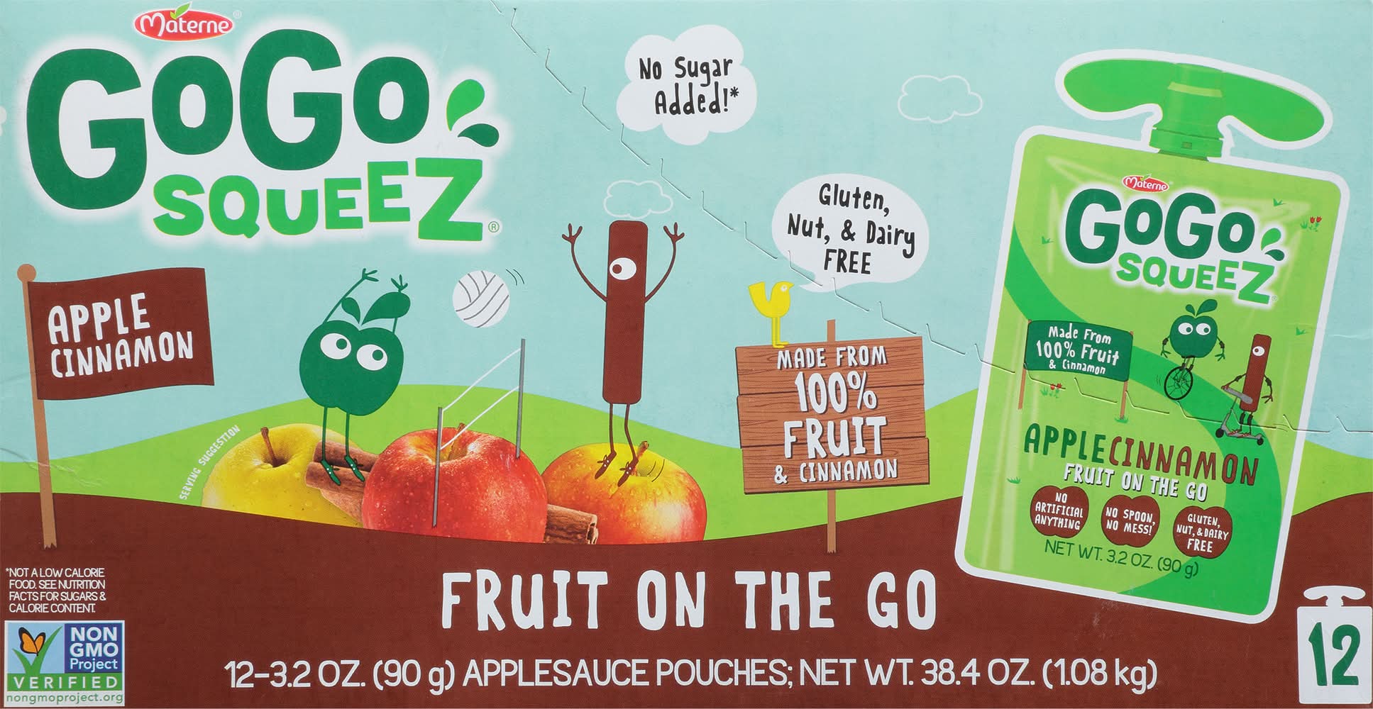 GoGo squeeZ On the Go Fruitz Blend, Apple Cinnamon (12 x 3.2 oz)