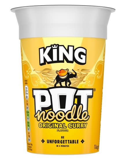 King Pot Noodle Original Curry, Instant Vegetarian Snack (114g)