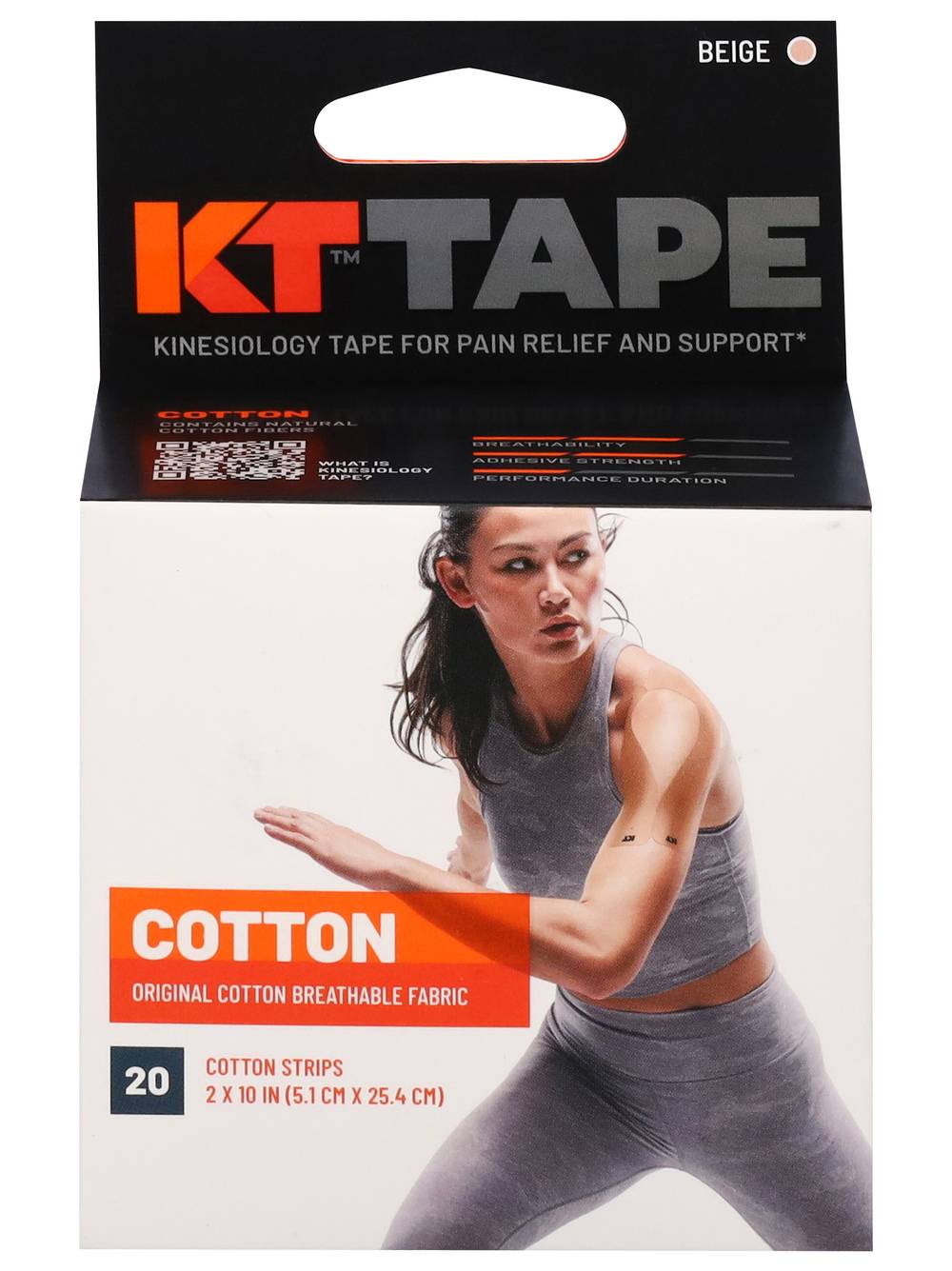 KT Tape Original Elastic Sports Tape, 2 Inch x 10 Inch, Beige (20 ct)