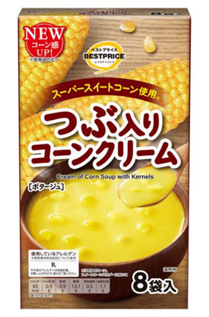トップバリュ ベストプライス 乾燥スープ ポタージュ - つぶ入りコーンクリーム (17.5g x 8)