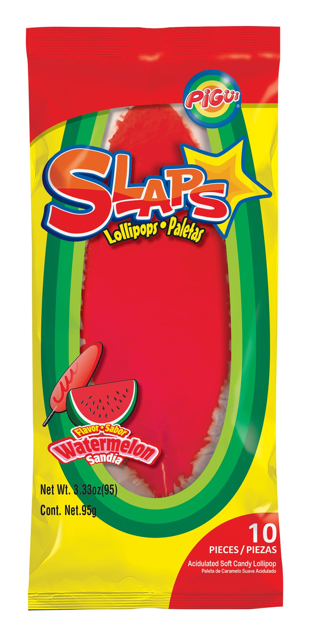 Pigui® Slaps Lollipops 10-Count - Watermelon