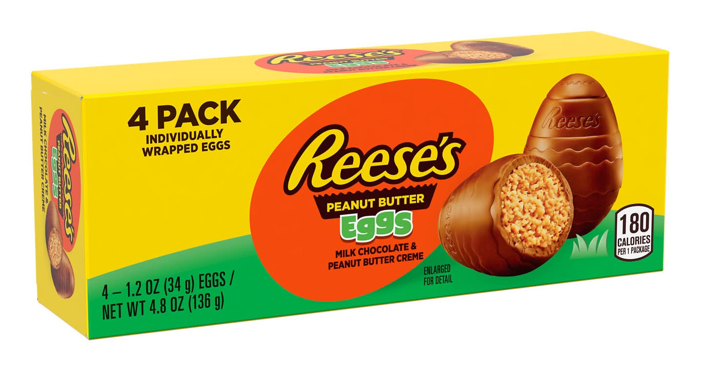 Reese's Easter Candy Eggs, Milk Chocolate & Peanut Buter (4 x 1.2 oz)