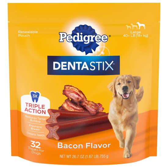 Pedigree Dentastix Triple Action Bacon Flavor Treats For Dogs (32 ct)
