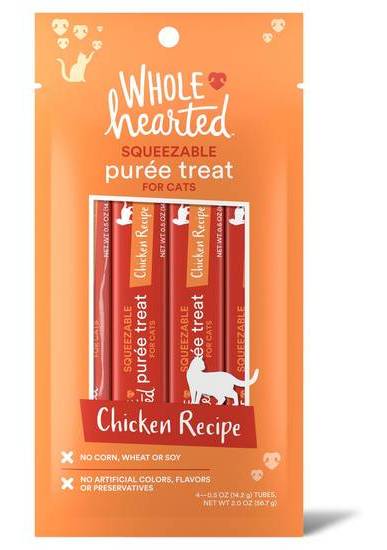 WholeHearted Chicken Recipe Puree Squeezable Cat Treats, 0.5 Oz., Count Of 4 (0.5 oz)