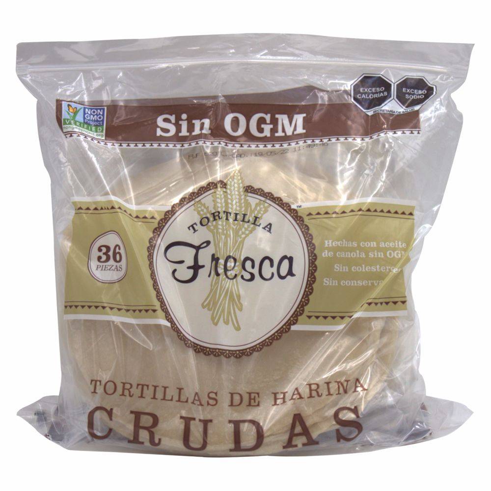 Tortilla fresca tortillas de harina crudas (36 un)