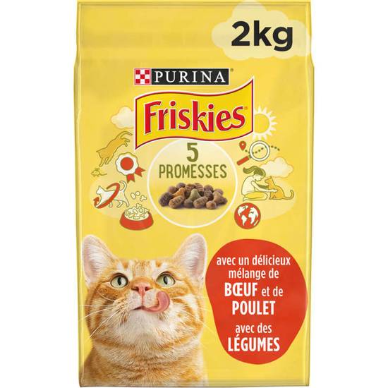 FRISKIES - Croquettes pour chat - Bœuf poulet et légumes - 2kg
