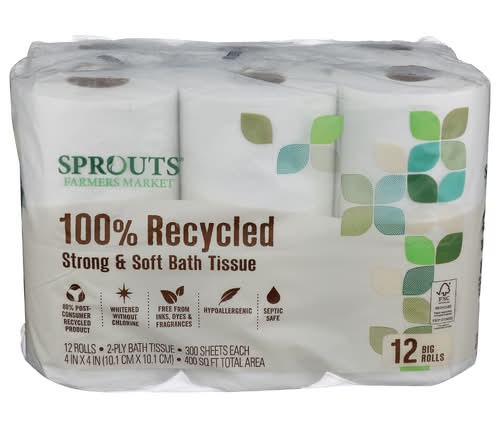 Sprouts Recycled Bath Tissue 2 Ply 12 Roll