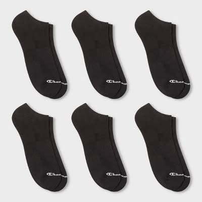 Champion Iconic Essentials Cushion Low Cut Socks, Men, 6-12, Black (6 ct)