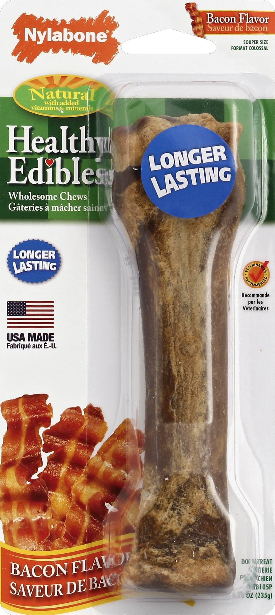 Nylabone Healthy Edibles Bacon Flavored Souper Dog Bone Chews (7.8 oz)