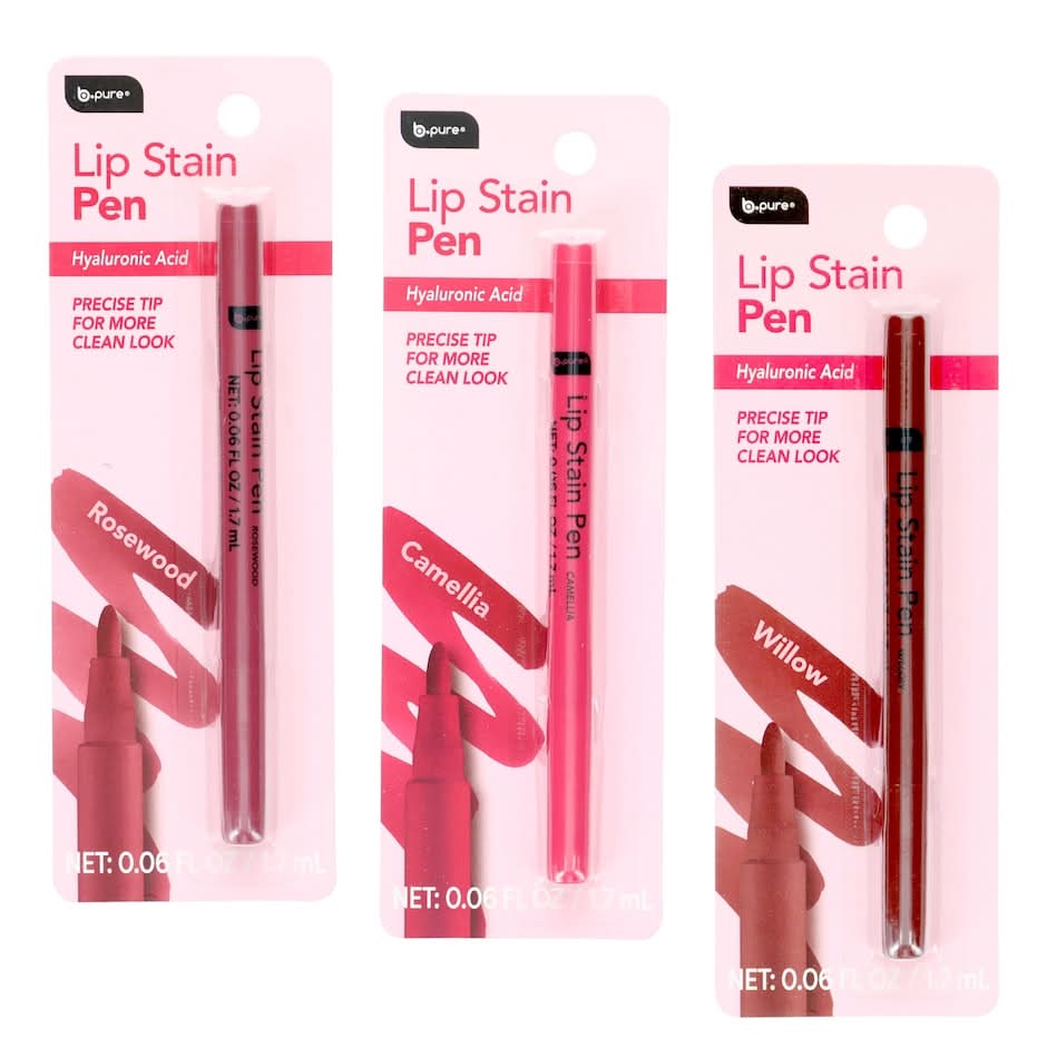 B.pure Lip Stain Pen, Rosewood-Camellia-Willow (3 x 1.7 ml)