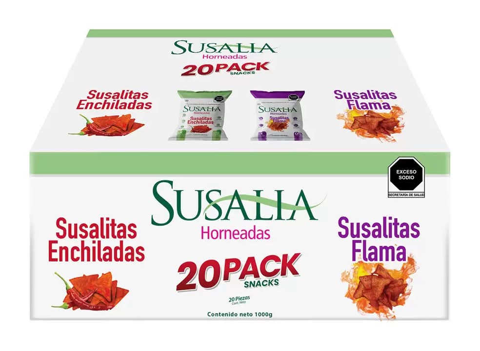 Susalia · Botanas horneadas, enchiladas-flama (20 x 50 g)