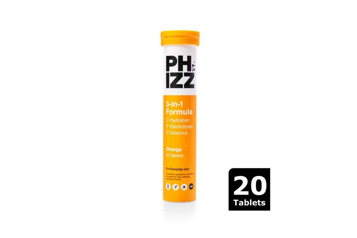 Phizz Orange 3-in-1 Hydration, Electrolytes and Vitamins Effervescent Tablets - 20 Tablets