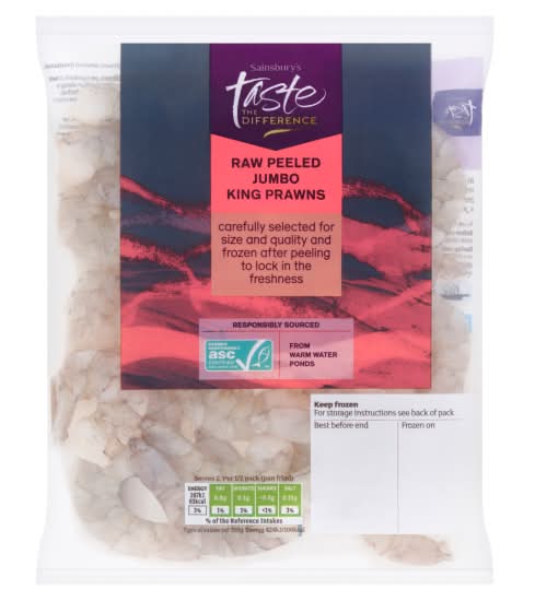 Sainsbury's Jumbo, Taste the Difference Raw Peeled King Prawns (225g)