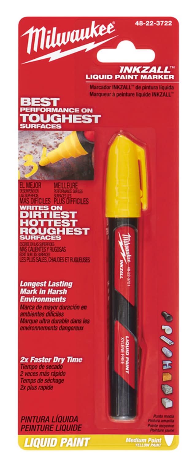 Milwaukee Inkzall Yellow Medium Tip Liquid Paint Marker 1 Pk