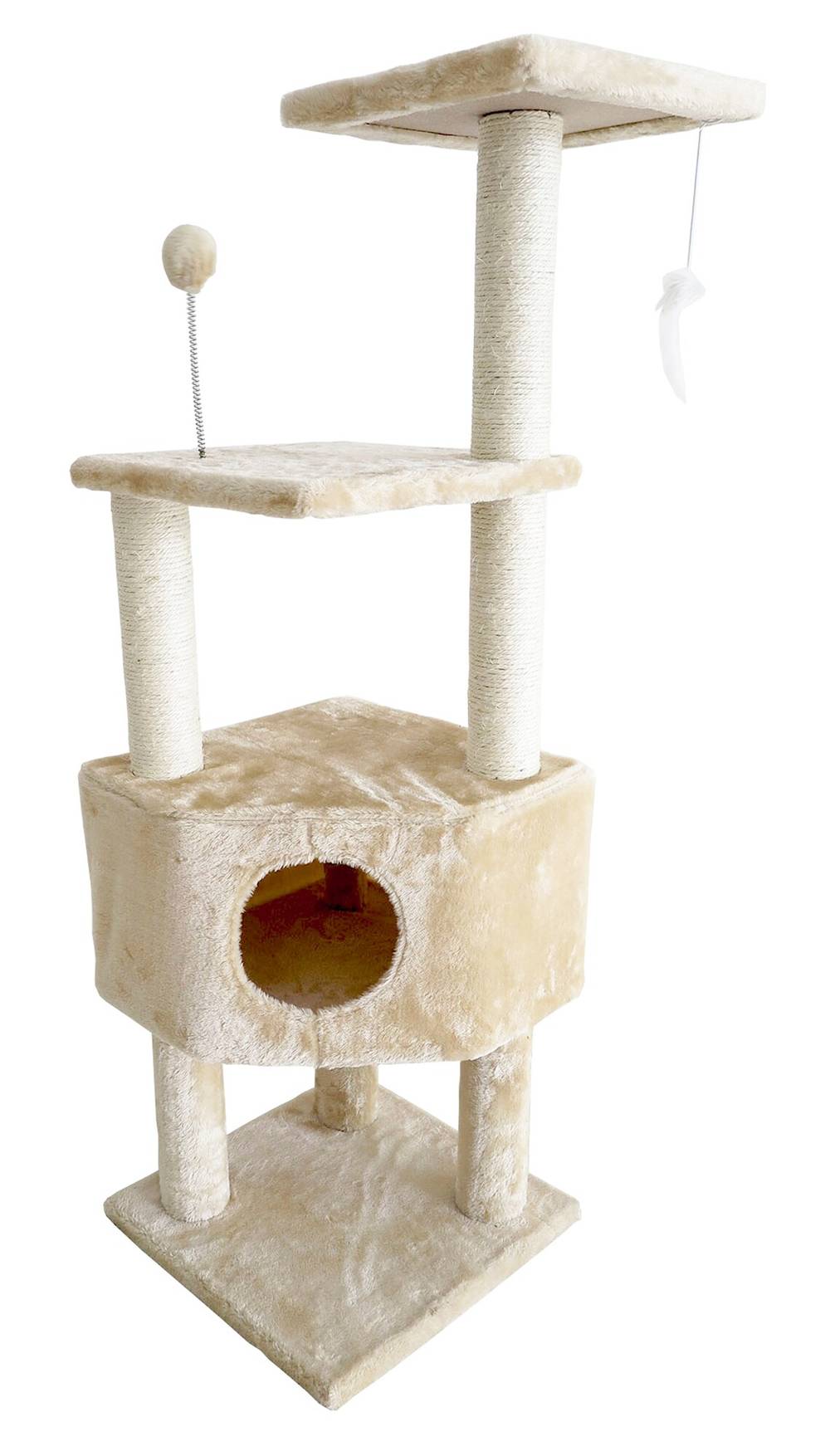 FurHaven 46.5-in x 15.63-in Off-white Polyester Cat Tree | 97013