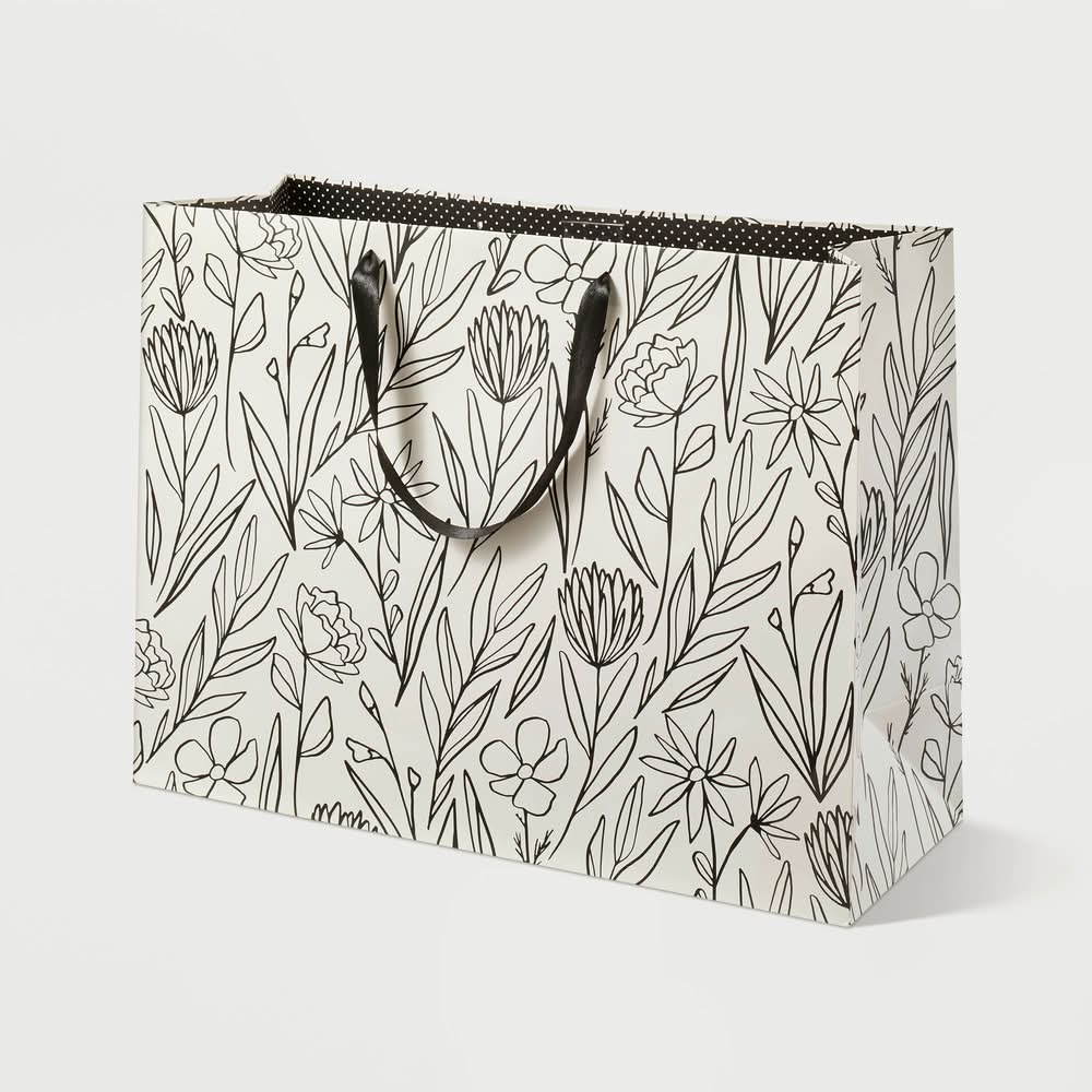 Spritz Wildflowers Wedding Gift Bag, L, Black-Cream