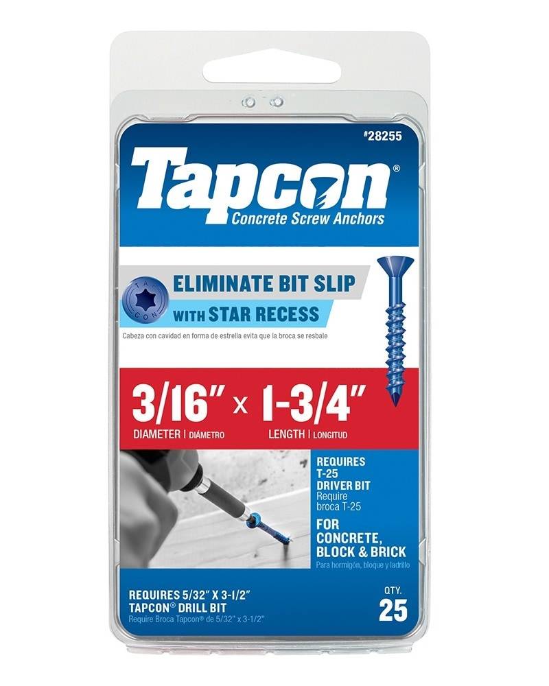 Tapcon 3/16-in x 1-3/4-in Concrete Screws Anchors (25-Pack) | 28255