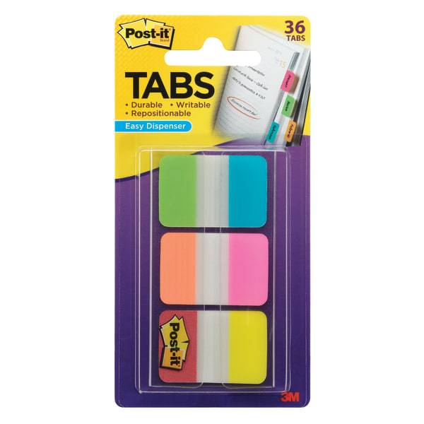 Post-it Assorted 1" x 1 1/2" Durable Index Tabs (6 ct)