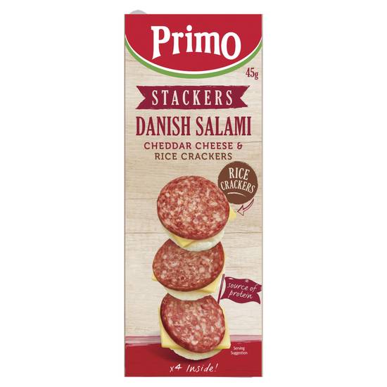Primo Stackers Danish Salami Cheddar Cheese & Rice Crackers