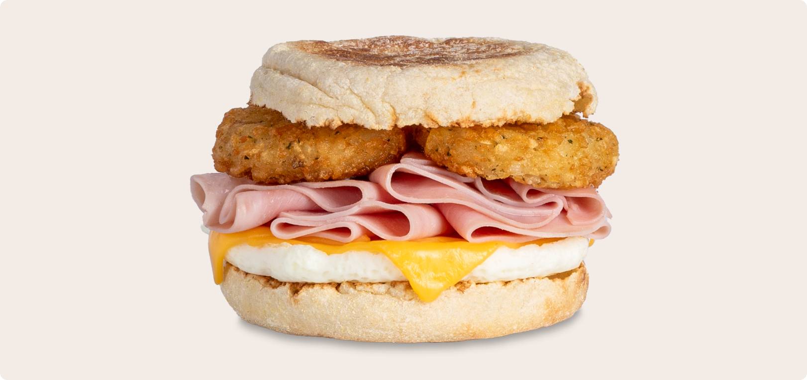 Ham, Egg, Cheese & Spuds English Muffin