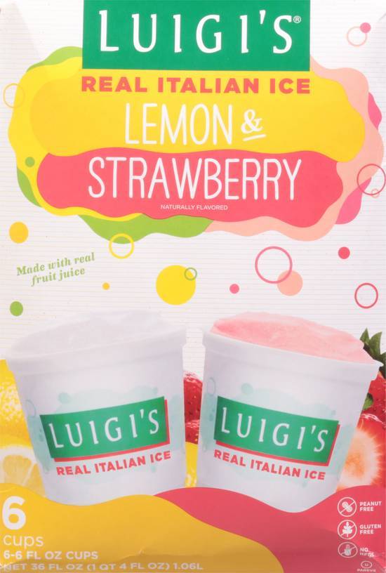 Luigi's Lemon and Strawberry Real Italian Ice (6x 6oz boxes)