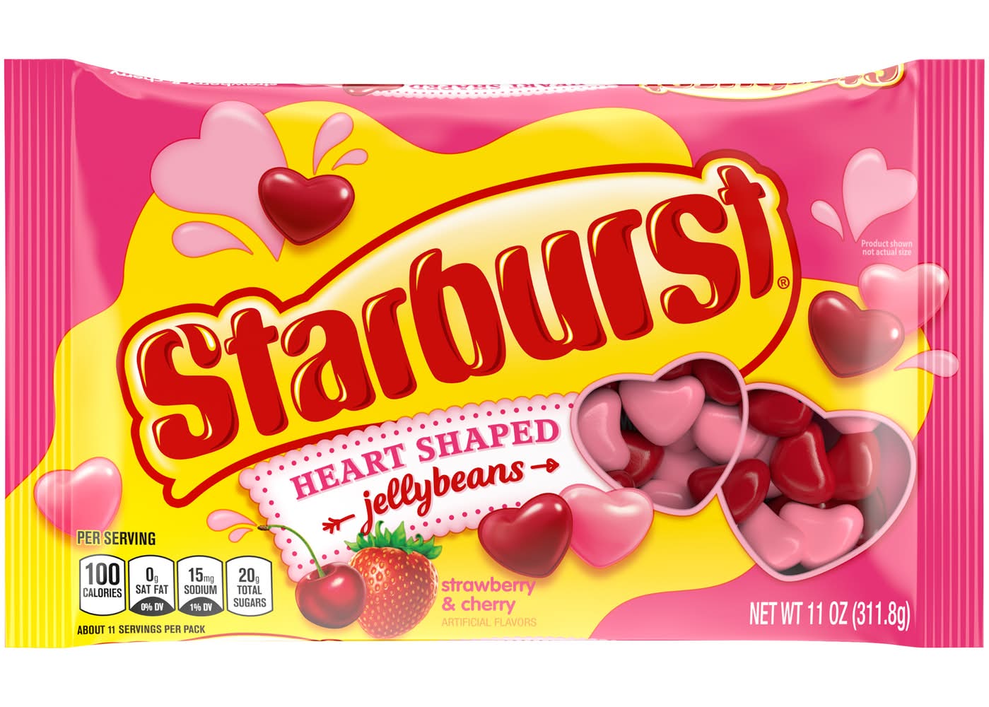 Starburst Heart Shaped Strawberry & Cherry Jelly Beans (11 oz)