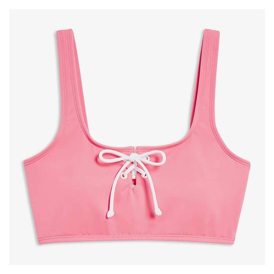 Joe Fresh Lace-Up Bikini Top (color: pink. size: m), Delivery Near You