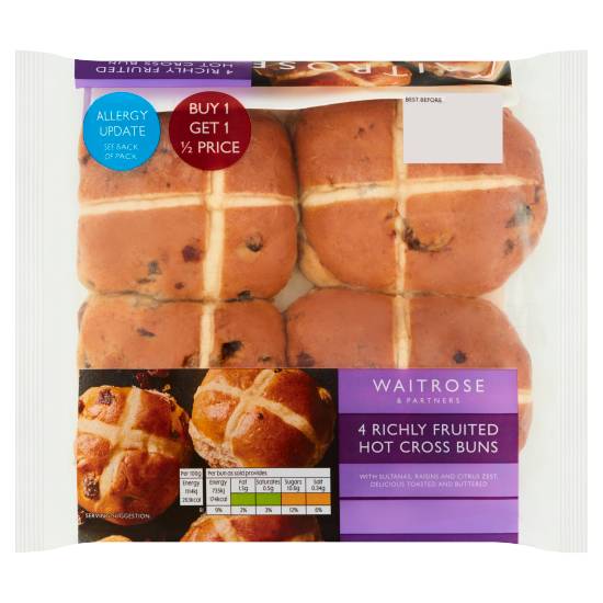 Waitrose & Partners Richly Fruited Hot Cross Buns