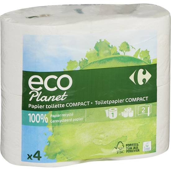 Carrefour Eco Planet - Papier toilette compact 2 plis (4 pièces )