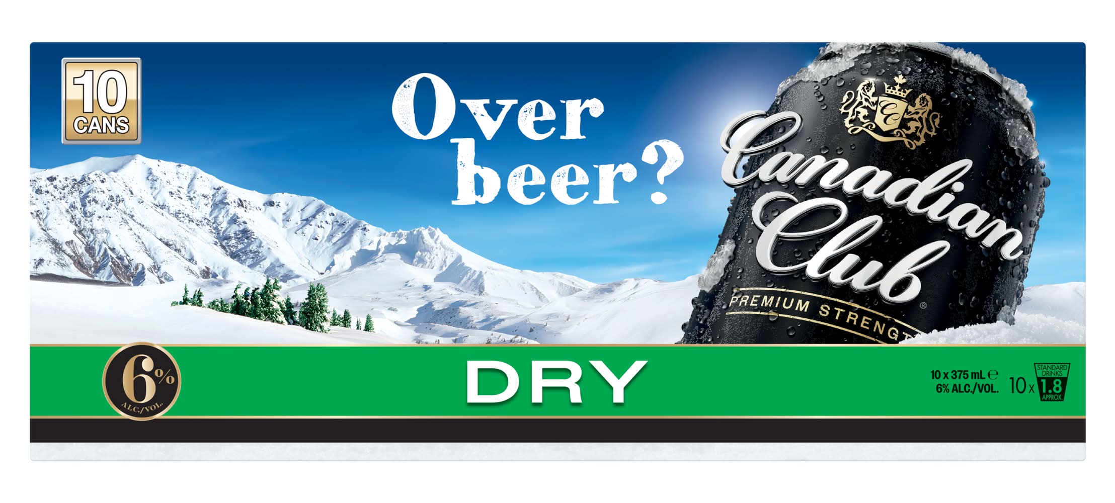 Canadian Club Premium Strength Whisky, Dry (10 x 375mL)