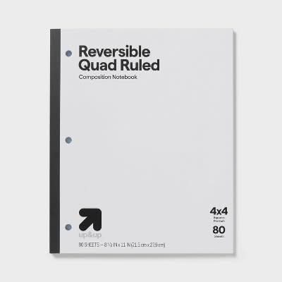 up&up 80 Sheets Reversible Quad Ruled Composition Notebook, 8 1/2X11 in