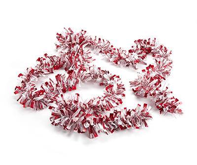 10' Red & White Boa Tinsel Garland