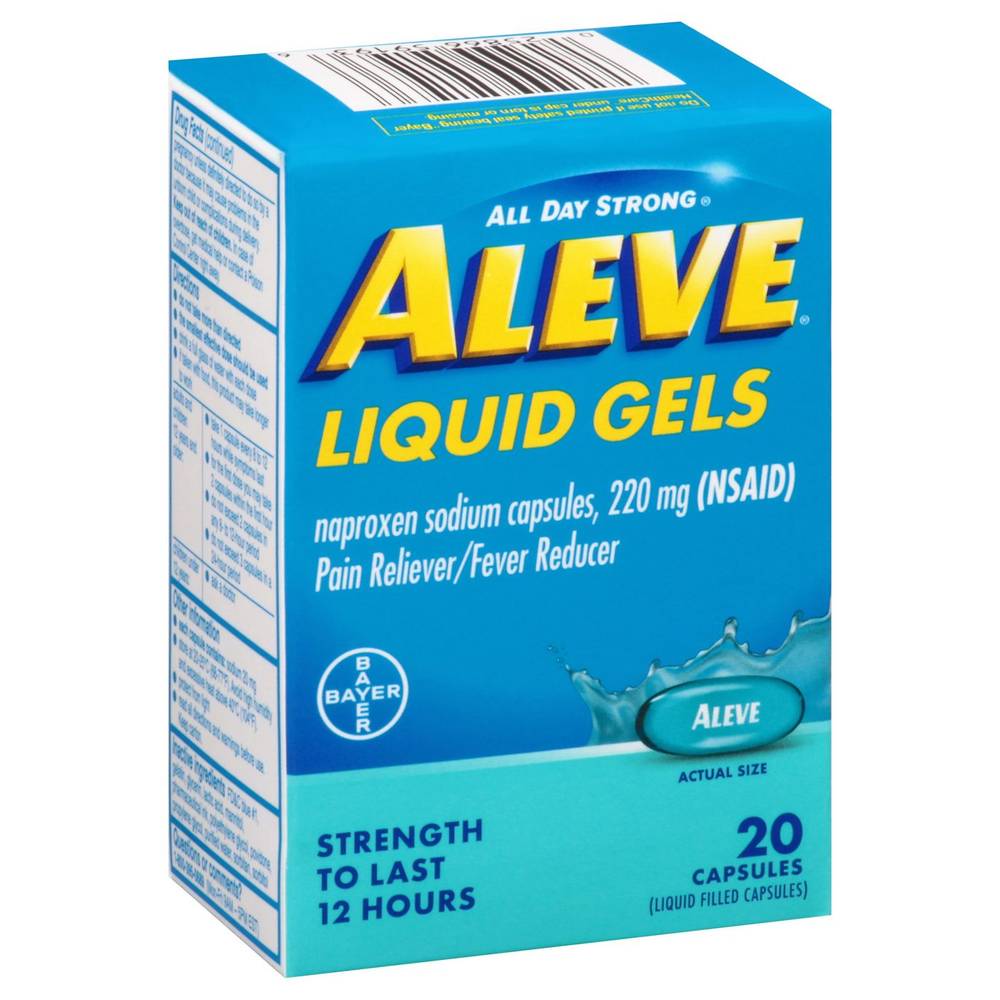 Aleve Pain Reliever/Fever Reducer, 220 Mg, Liquid Gels, Capsules 20 Ea