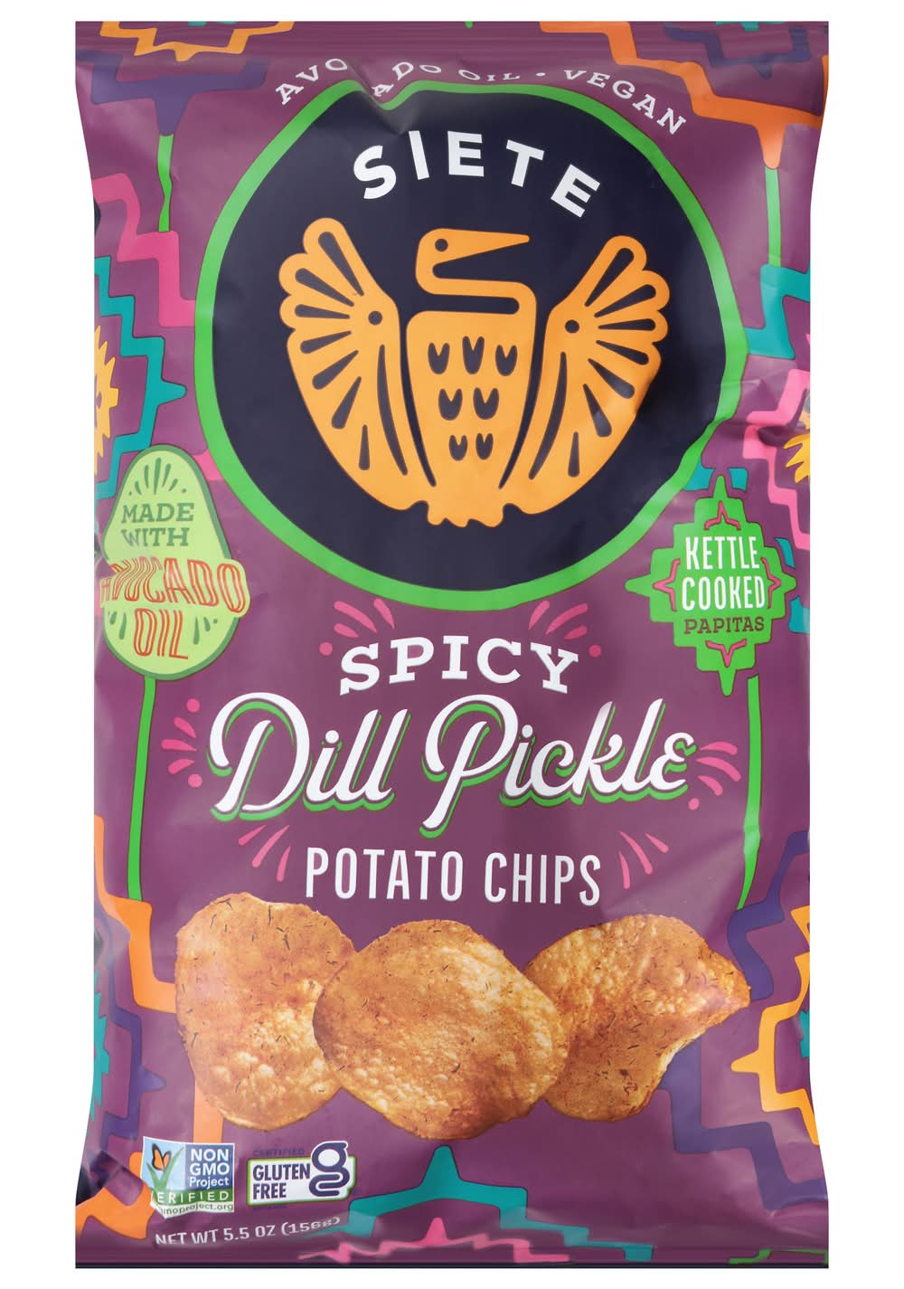 Siete Foods Kettle Cooked Potato Chips, Spicy Dill Pickle (5.5 oz)