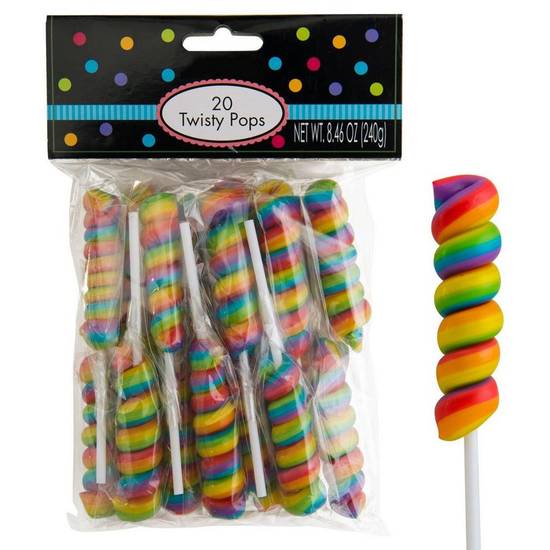 Rainbow Twisty Lollipops, 20pc - Tutti Frutti Flavor