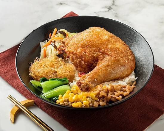炸雞腿飯 Rice with Deep-Fried Chicken Drumstick