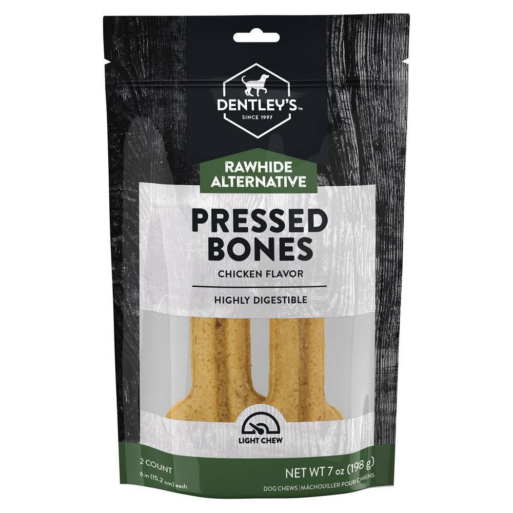 Dentley's Rawhide Alternative Pressed Tendon Bones, Chicken, 6" (7 oz, 2 ct)